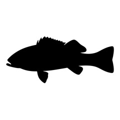 perch vector silhouette icon - ideal for fishing logos, seafood icons, and aquatic-themed graphics.