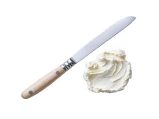 Cream Cheese and Spreader Knife Isolated on White Background for Food Photography and Recipe Designs