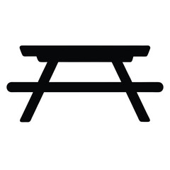 picnic table vector silhouette icon - perfect for furniture icons, decals, or eps crafts.