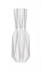 white ceramic vase with geometric pattern isolated on white background