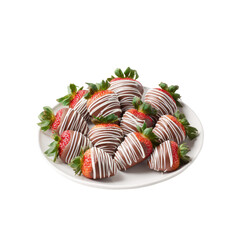 Plate Filled With Chocolate Covered  isolated on a transparent background