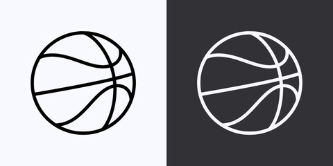 Obraz premium Basketball Icon – Vector Outline – Black and White Preview