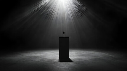 Dark Minimalist Cube Under Spotlight