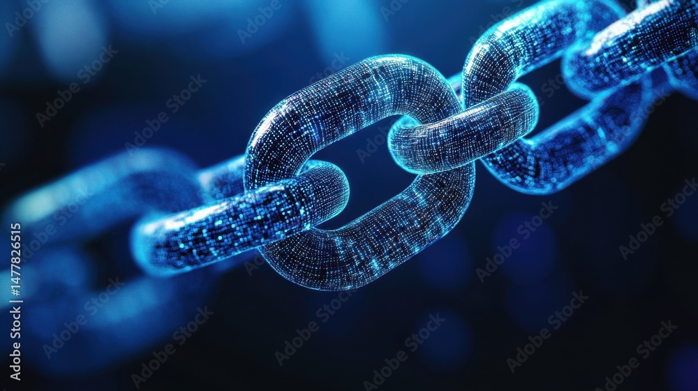 Poster creative glowing big data block chain background. cryptocurrency and software concept. 3d rendering.