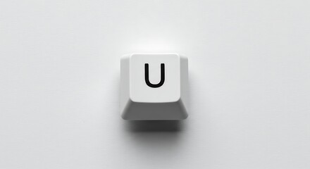 Single 'U' Keycap from Computer Keyboard on White
