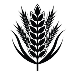 Black and White Illustration of Wheat Stalks Forming Graphic Element