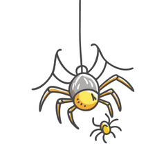 spider hanging from web icon, spider hanging from web vector illustration-simple illustration of spider hanging from web, perfect for spider hanging from web logos and icons