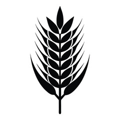 Silhouette of Black Wheat Stalk Depicting Agriculture and Grain Farming Illustration Style