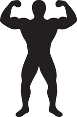 Fototapeta premium Silhouette of bodybuilder flexing in pose, symbolizing strength, fitness, muscle building, bodybuilding, and athletic power.