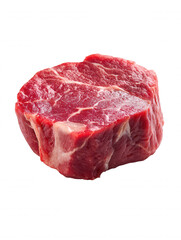 Close up of fresh, raw ribeye steak, isolated on a clean white background. Culinary meat concept.