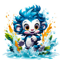 Naklejka premium Cute Character cartoon t-shirt design. Beach merchandise design. tshirt design cute. Mockup tshirt design