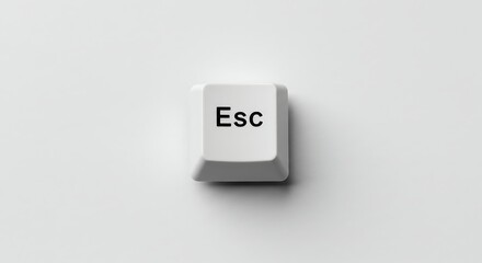 Escape Key: Single white Esc key from a computer keyboard on white background