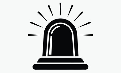Obraz premium siren icon vector, emergency alert symbol, police alarm graphic, warning light shape, black siren silhouette, ambulance signal icon