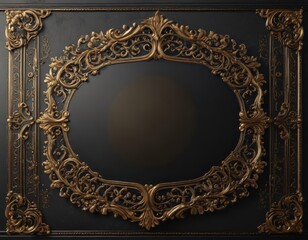 Obraz premium Shimmering black & gold luxury coupon backdrop, ornate details, rich, glitter, gold