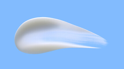 White cosmetic cream smear texture on blue