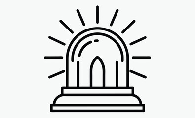 siren icon vector, emergency alert symbol, police alarm graphic, warning light shape, black siren silhouette, ambulance signal icon