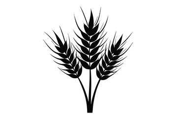 Stylized Black Wheat Stalks Vector Graphic Silhouette Depicting Agriculture and Harvest