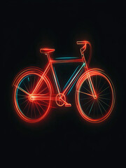 Fototapeta premium Red Neon Bicycle Icon