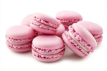 Obraz premium Close-Up of Pink Macarons with Cream Filling on Elegant Display
