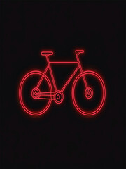 Fototapeta premium Red Neon Bicycle Icon