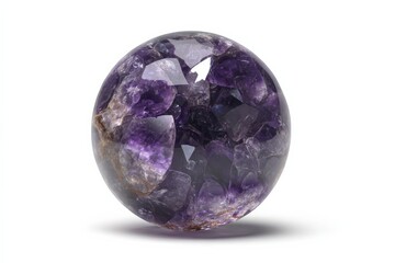 Amethyst sphere, a captivating purple gemstone ball.  Intricate details showcased in this natural beauty.
