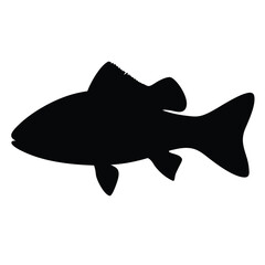 red drum redfish vector silhouette icon - ideal for fishing logos, seafood icons, and aquatic-themed graphics.
