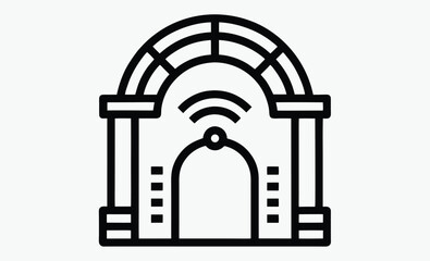 web gateway icon, network device vector, digital signal symbol, internet gateway graphic, tech hub shape, router signal outline