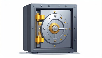 Stylized Cartoon Vault Illustration Depicting Banking Security and Wealth Safeguarding