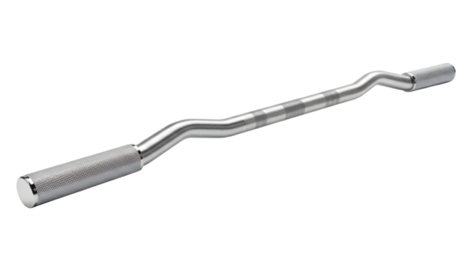 gym curl bar on white background