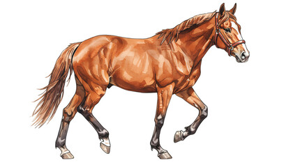 Obraz premium brown horse illustration on white background