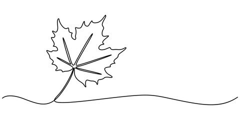 Single line drawing of a leaf, A single line drawing of an maple leaf. Continuous line thanksgiving icon in color. One line icon. Vector illustration, Autumn Maple Leaf, Canada Day Single Line Drawing