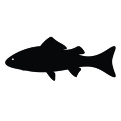 red drum redfish vector silhouette icon - ideal for fishing logos, seafood icons, and aquatic-themed graphics.