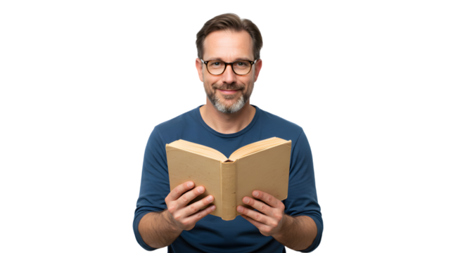 man holding a open book