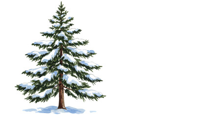 Fototapeta premium pine tree with snow illustration on white background