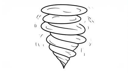 Stylized Tornado Illustration with Swirling Motion and Dynamic Lines Design