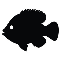 rockfish vector silhouette icon - ideal for fishing logos, seafood icons, and aquatic-themed graphics.