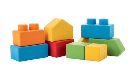 Fototapeta premium wooden colorful toy blocks isolated on white background