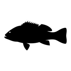 rockfish vector silhouette icon - ideal for fishing logos, seafood icons, and aquatic-themed graphics.