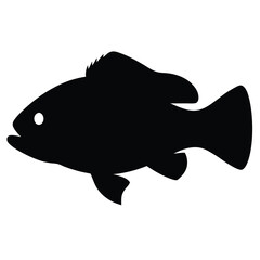 rockfish vector silhouette icon - ideal for fishing logos, seafood icons, and aquatic-themed graphics.