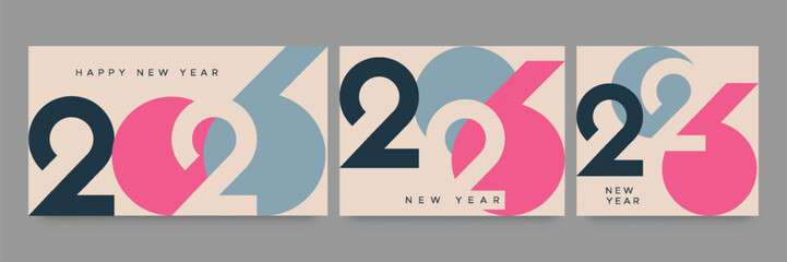 Happy New Year 2026 with minimalist style. 2026 logo design concept for cover, calendar, poster and banner