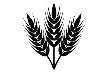 Fototapeta premium Black Silhouette Depiction Three Wheat Stalks with Grains, Symbolizing Agriculture and Harvest