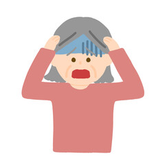 頭を抱えるおばあさん