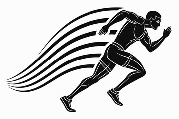 run man silhoette black vector