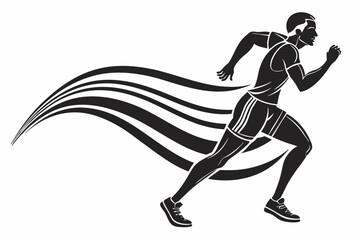run man silhoette black vector