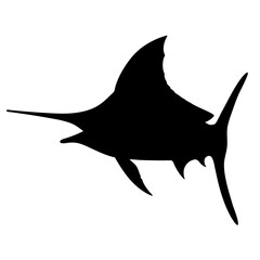 sailfish vector silhouette icon - ideal for fishing logos, seafood icons, and aquatic-themed graphics.