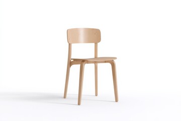 Fototapeta premium Simple light wood chair on white background. Minimalist design.