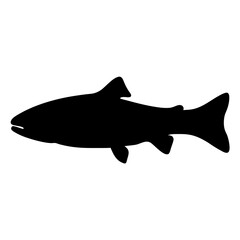 salmon vector silhouette icon - ideal for fishing logos, seafood icons, and aquatic-themed graphics.