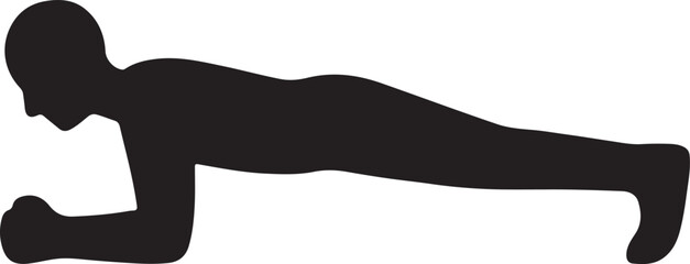 Silhouette of core plank workout, illustrating fitness, strength, exercise, and body training for health and wellness enthusiasts.