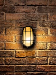 Illuminated Oval Bulkhead Wall Light on Brick Wall