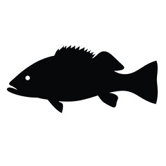 sea bass vector silhouette icon - ideal for fishing logos, seafood icons, and aquatic-themed graphics.